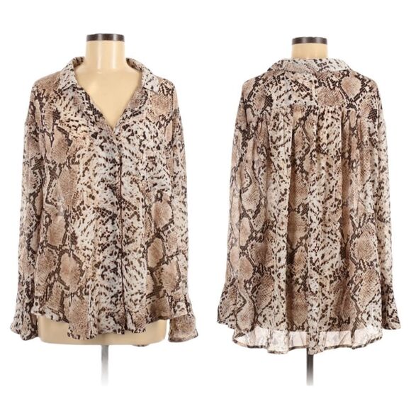 STORIA Snake Print Semi-Sheer Blouse M - Picture 6 of 6